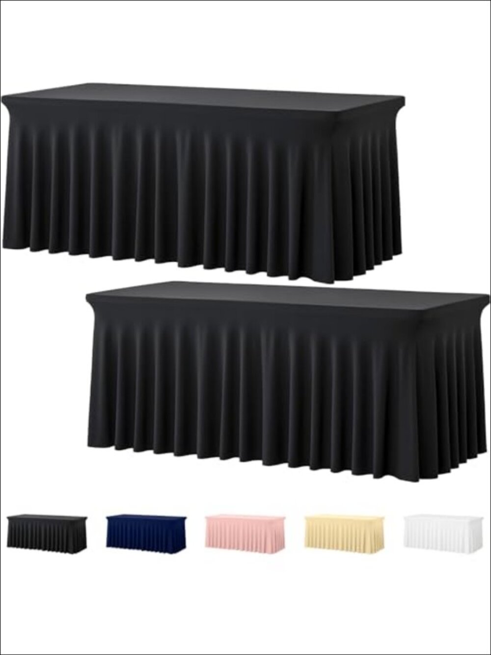 2 Pack Spandex Table Covers 6 Foot Fitted Stretch Tablecloths with Skirt